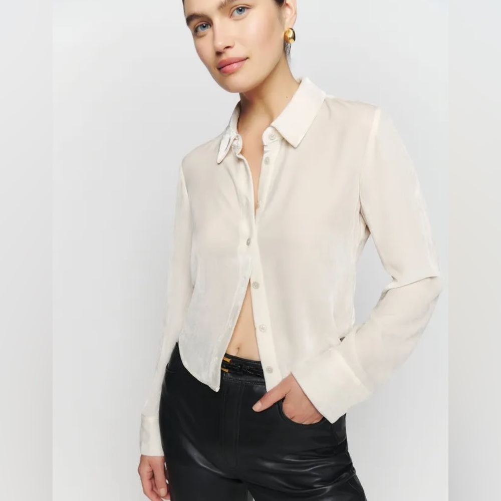 NWT Reformation Cam Velvet Top, XS Fior Di Latte